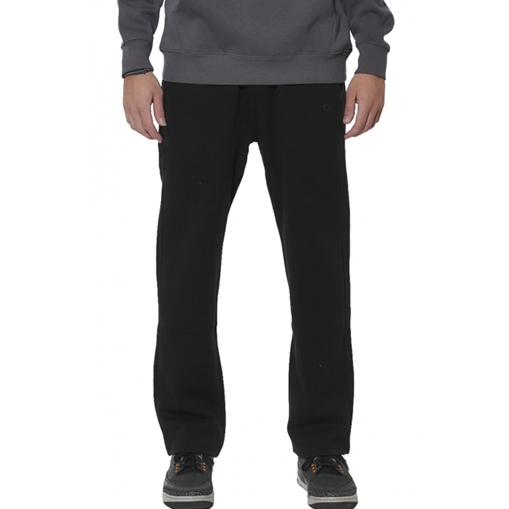 BODY ACTION Men's Fleece Open - Leg Sweatpants Ανδρικό Παντελόνι Φόρμας - Μαύρο