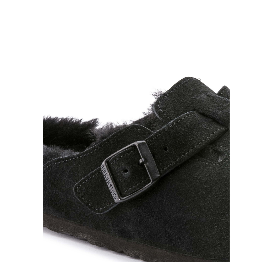 BIRKENSTOCK Leather Boston Shearling Leve Black Laf Narrow Fit Suede Γυναικεία Παντόφλα - 5