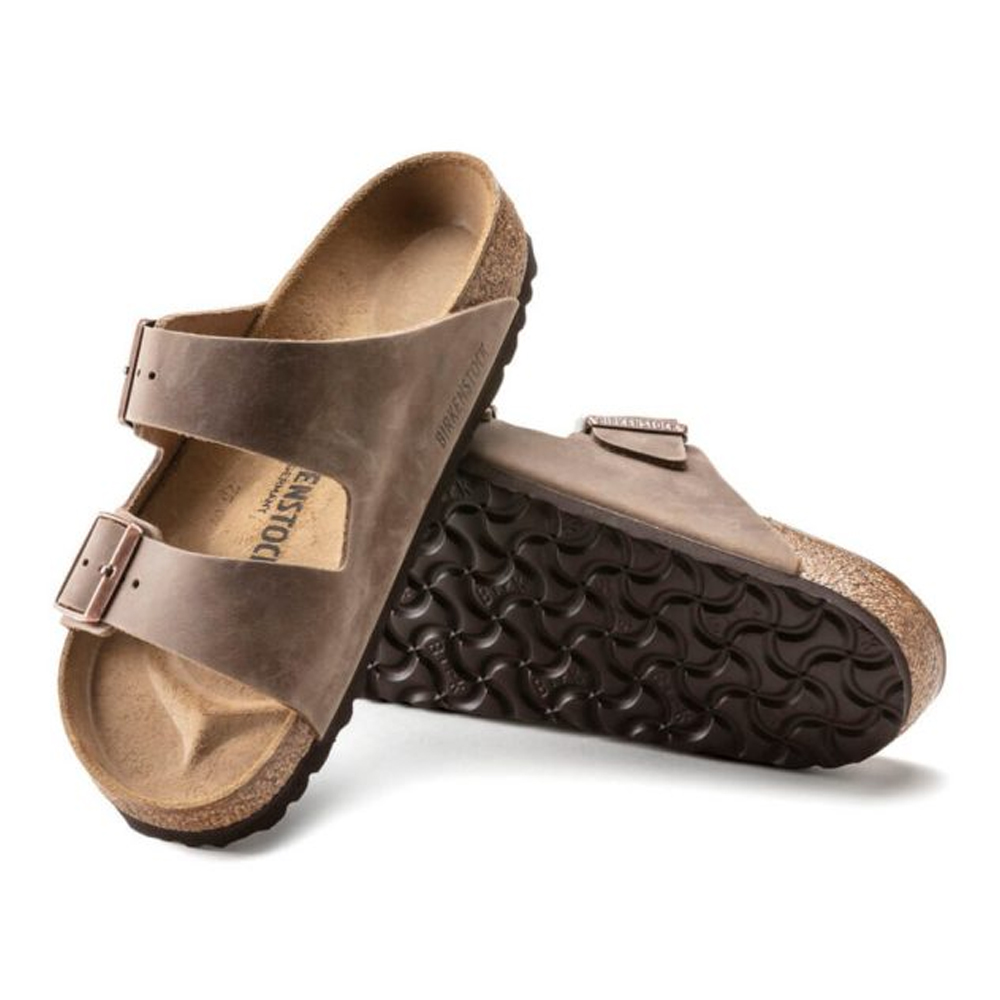 BIRKENSTOCK Leather Arizona Leoi Tabacco Brown Narrow Core Essentials Classic Adults Lea Unisex Δερμάτινες Παντόφλες - 2