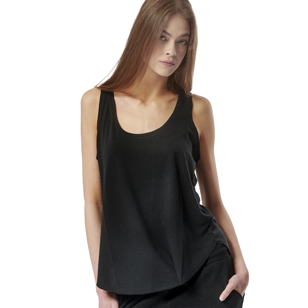 BODY ACTION Women's Natural Dye Tank Top Γυναικείο Αμάνικο T-Shirt - Μαύρο