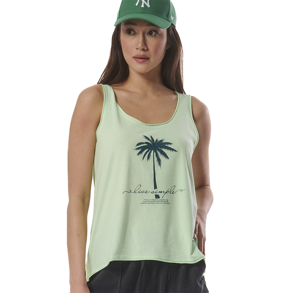 BODY ACTION Women's Regular Fit Beach Tank Top Γυναικείο Αμάνικο T-Shirt - Πράσινο