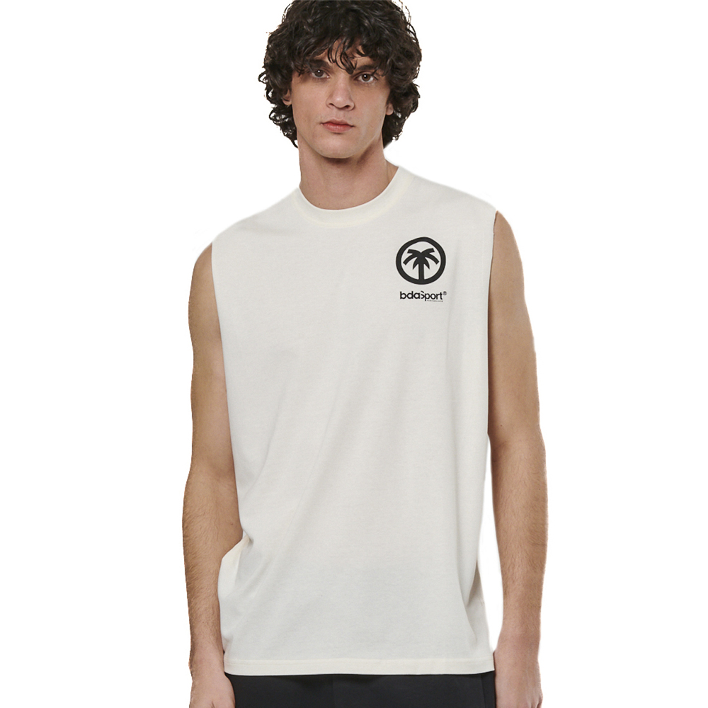 BODY ACTION Classic Tank Tee Ανδρικό Αμάνικο T-Shirt  - Κρεμ
