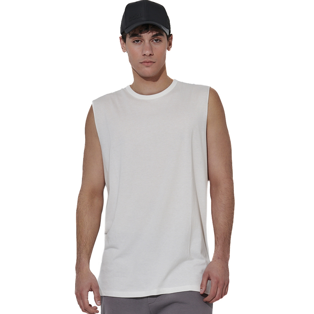 BODY ACTION Men's Modal Sleeveless Tee Ανδρικό Αμάνικο T-Shirt - Λευκό