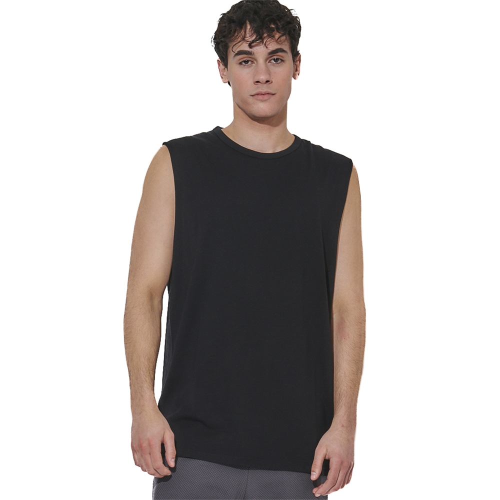 BODY ACTION Men's Modal Sleeveless Tee Ανδρικό Αμάνικο T-Shirt - Μαύρο