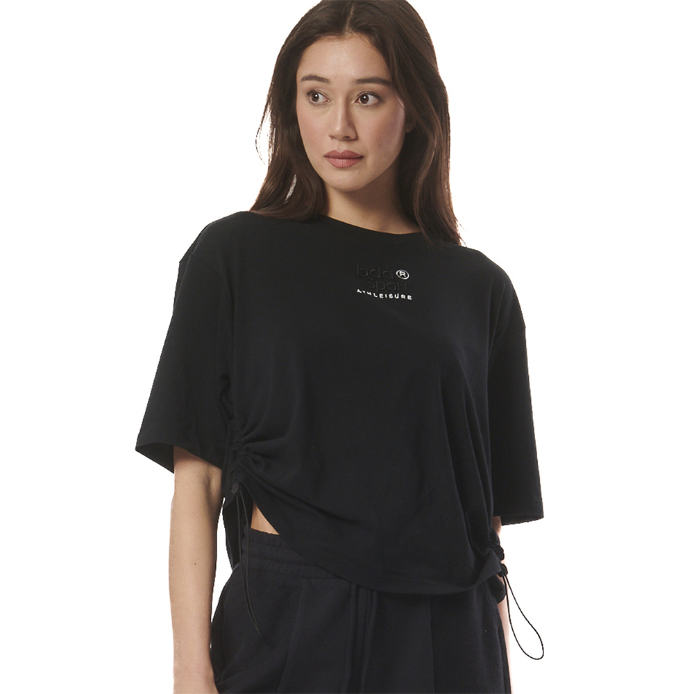 BODY ACTION Women's Drawcords Loose Tee Γυναικείο T-Shirt με ρυθμιζόμενα κορδόνια - Μαύρο