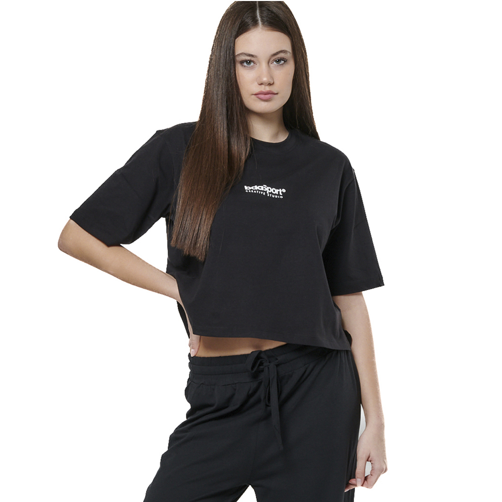 BODY ACTION Relaxed Fit T-Shirt Γυναικείο T-Shirt  - Μαύρο