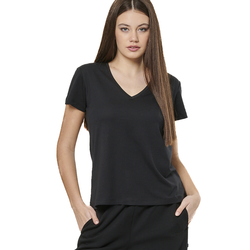 BODY ACTION V-Neck T-Shirt Γυναικείο T-Shirt  - Μαύρο