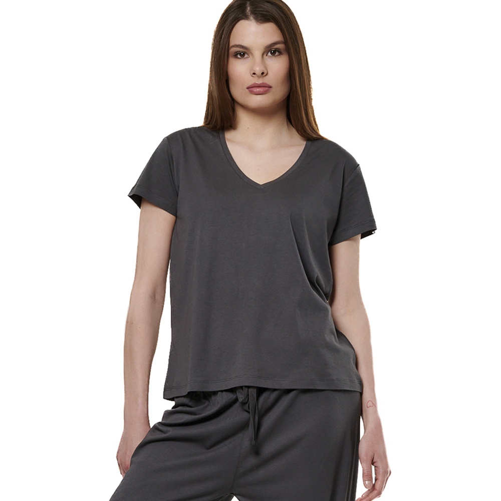 BODY ACTION V-Neck T-Shirt Γυναικείο T-Shirt  - Γκρι