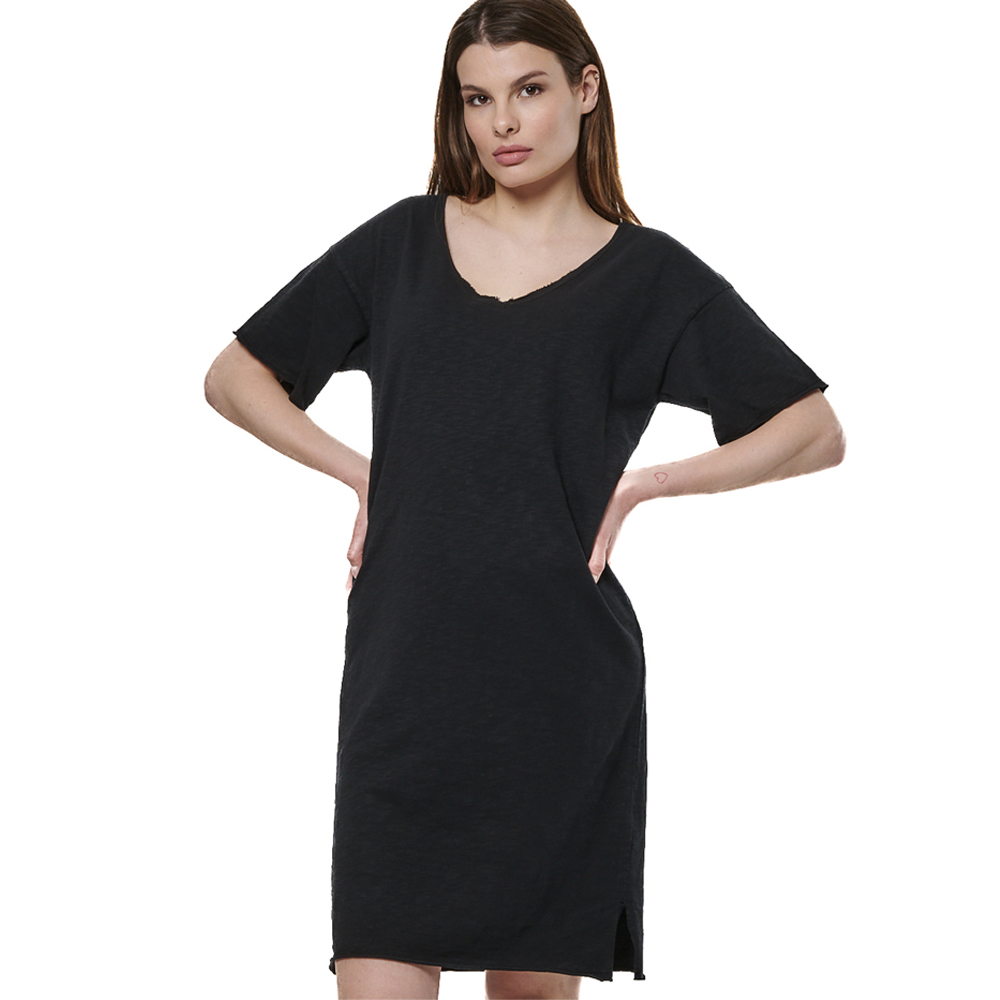 BODY ACTION Slub V-Neck Dress Γυναικείο Φόρεμα  - 4
