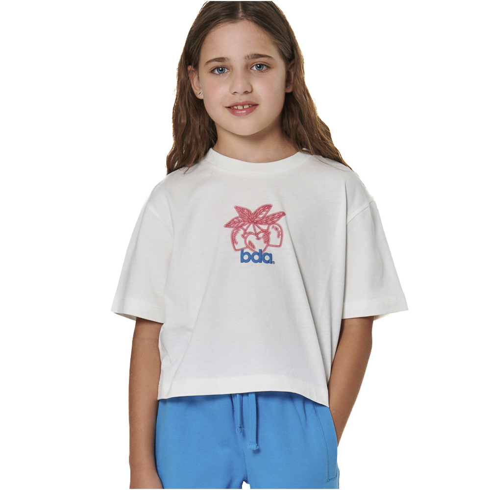 BODY ACTION Girls Short Sleeves Graphic T-Shirt Παιδικό T-Shirt - Λευκό