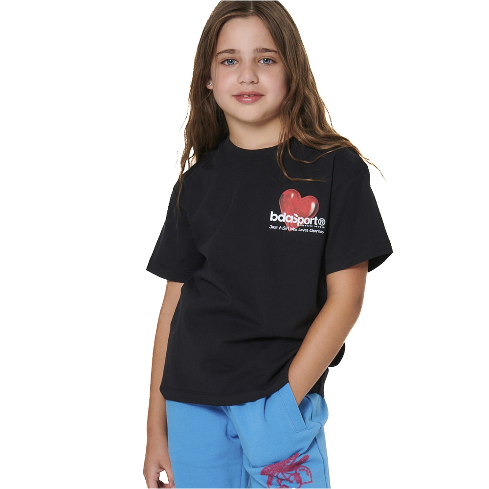 BODY ACTION Girls Floral Print T-Shirt Παιδικό T-Shirt - Μαύρο