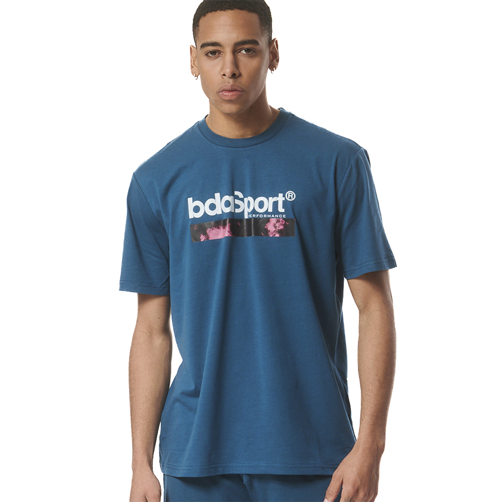 BODY ACTION Men's Essentials Branded T-Shirt Ανδρικό Κλασσικό T-Shirt - Μπλε