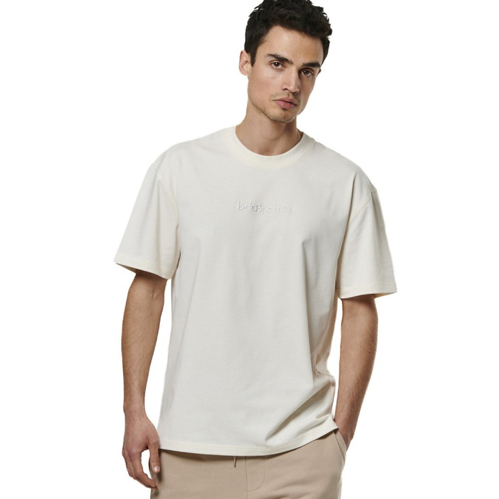 BODY ACTION Relaxed Fit T-Shirt Ανδρικό T-Shirt  - Κρεμ