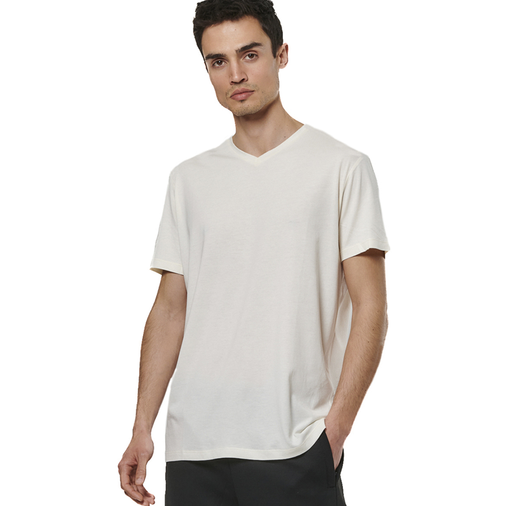 BODY ACTION V-Neck Τ-Shirt Ανδρικό T-Shirt  - Κρεμ