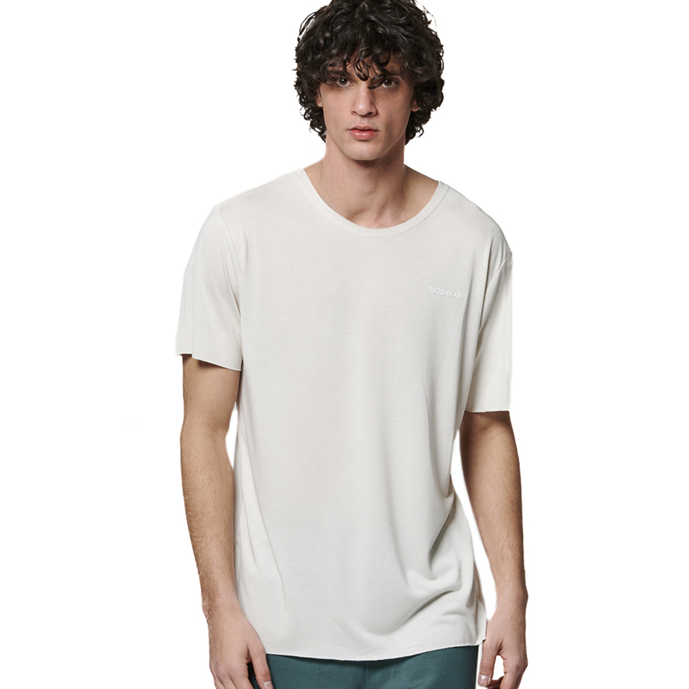 BODY ACTION Blend Raw Cut T-Shirt Ανδρικό T-Shirt  - Κρεμ