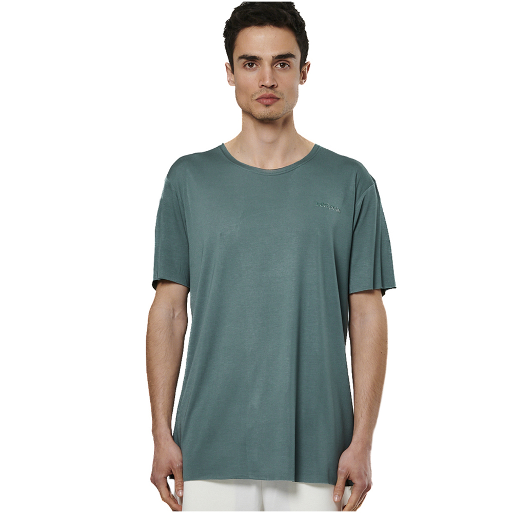 BODY ACTION Blend Raw Cut T-Shirt Ανδρικό T-Shirt  - Πράσινο