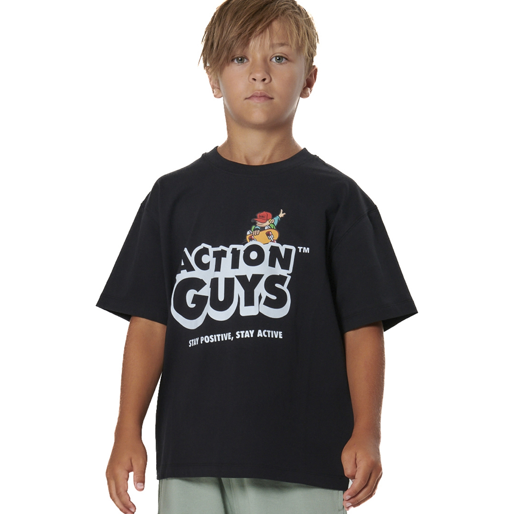 BODY ACTION Boy's Heavy Jersey Graphic T-Shirt Παιδικό T-Shirt - Μαύρο