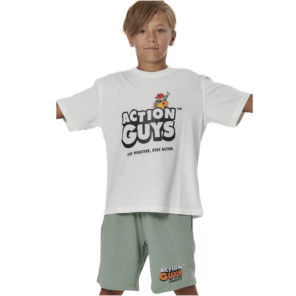 BODY ACTION Boy's Heavy Jersey Graphic T-Shirt Παιδικό T-Shirt - Λευκό