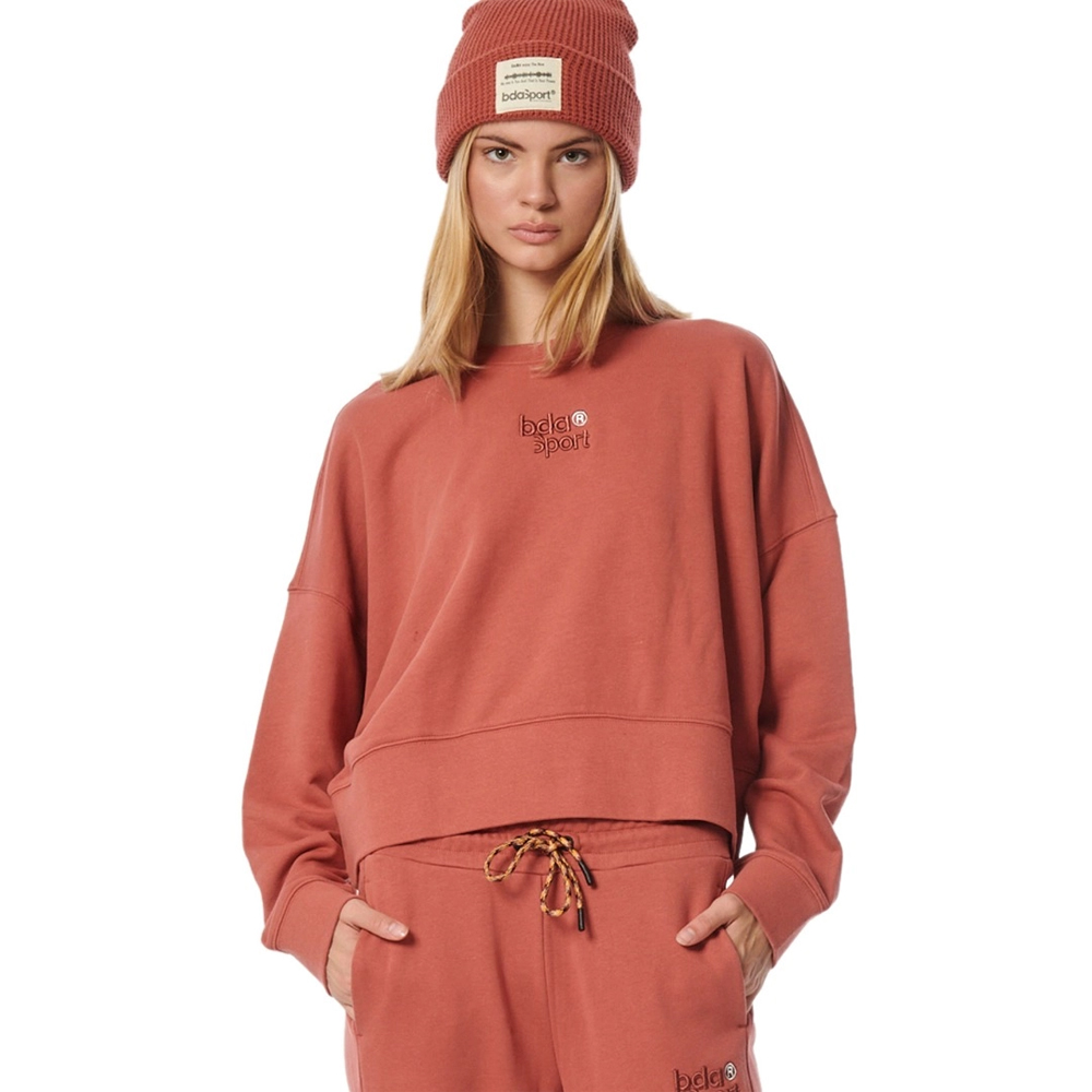 BODY ACTION Women's Oversized Fleece Sweatshirt Γυναικείο Φούτερ - Πορτοκαλί