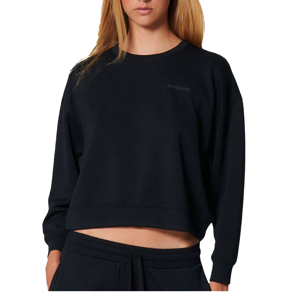 BODY ACTION Women's Modal Crop Sweatshirt Γυναικείο Crop Φούτερ - Μαύρο