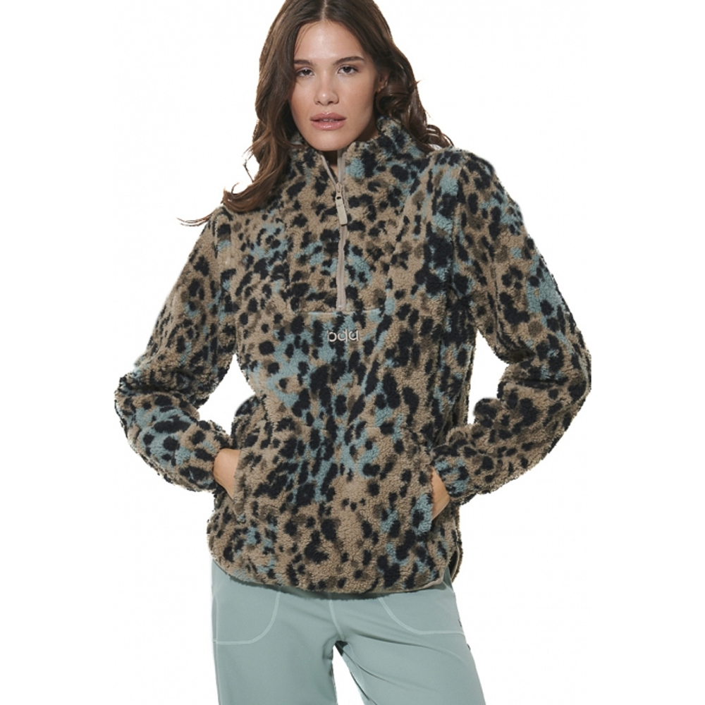 BODY ACTION Women's Half - Zip Printed Sherpa Γυναικείο Φούτερ - Multi