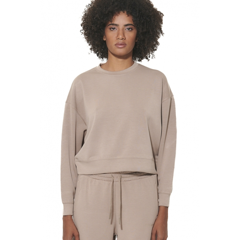 BODY ACTION Women's Modal Crop Sweatshirt Γυναικείο Φούτερ - Καφέ