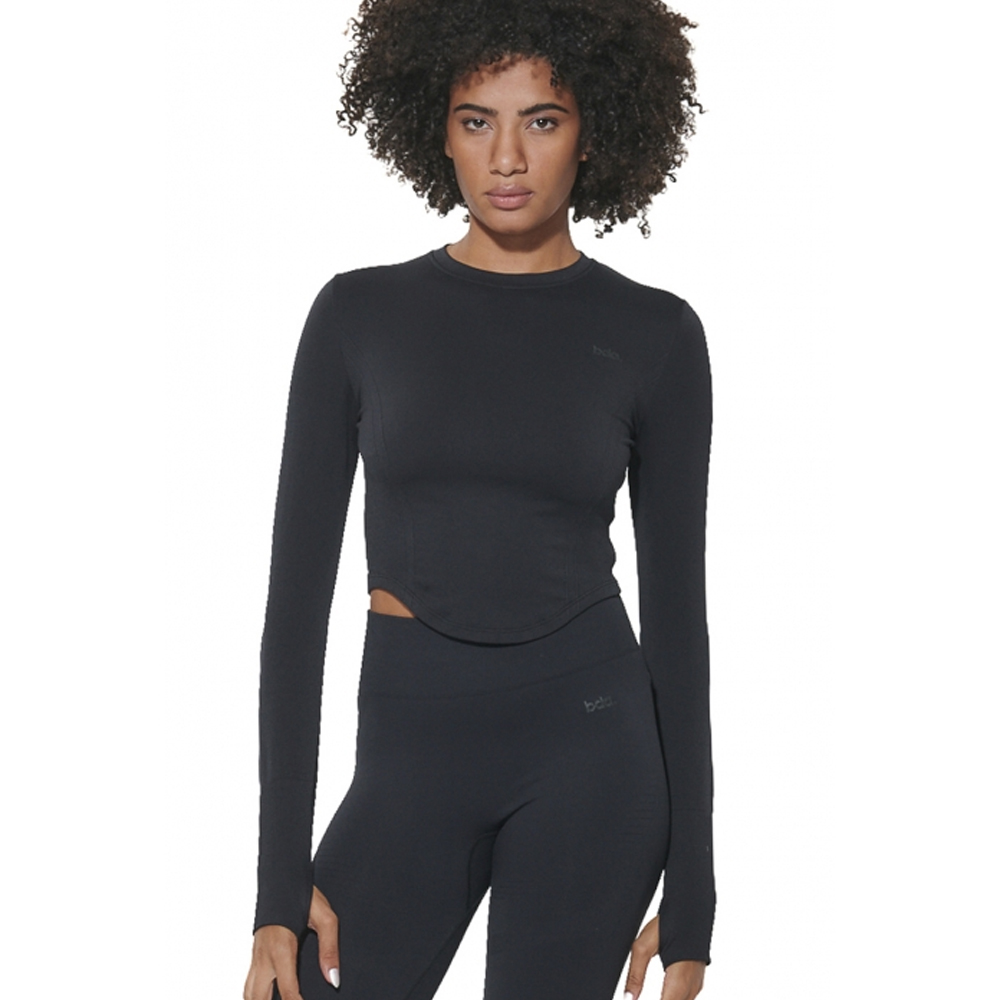 BODY ACTION Women's Seamless Long - Sleeve Top Γυναικεία Μπλούζα Μακρυμάνικη - Μαύρο