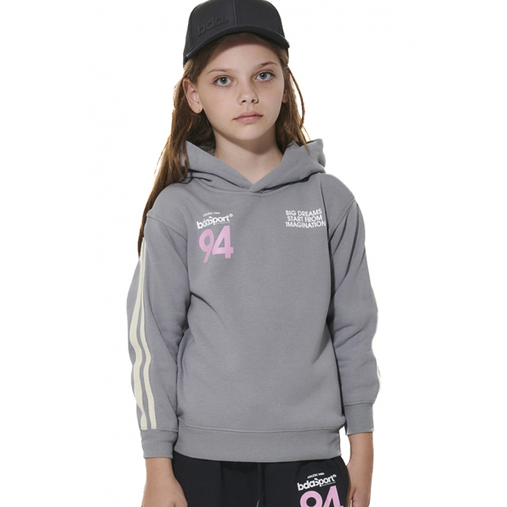 BODY ACTION Girl's Fleece Hooded Sweatshirt Παιδικό Φούτερ με κουκούλα - Γκρι