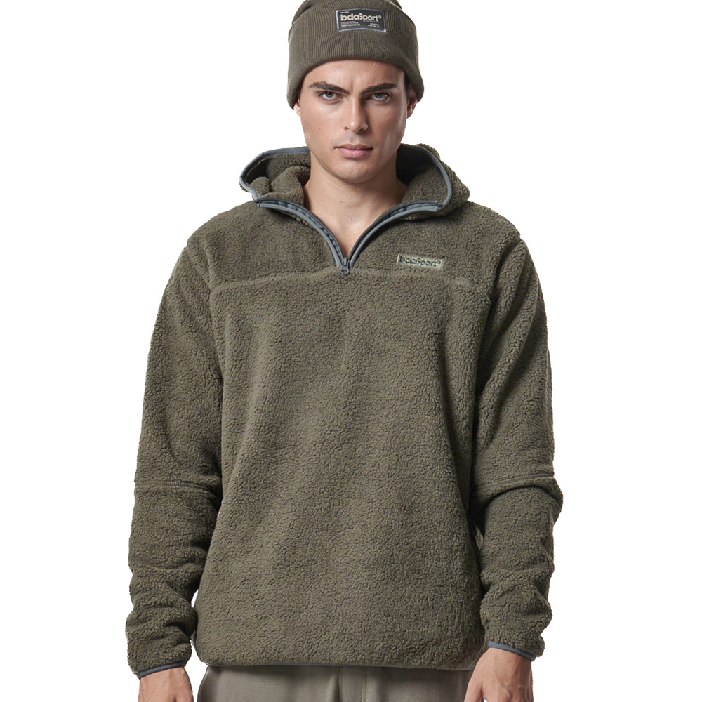 BODY ACTION Sherpa Hoodie Ανδρικό Φούτερ με κουκούλα - Χακί