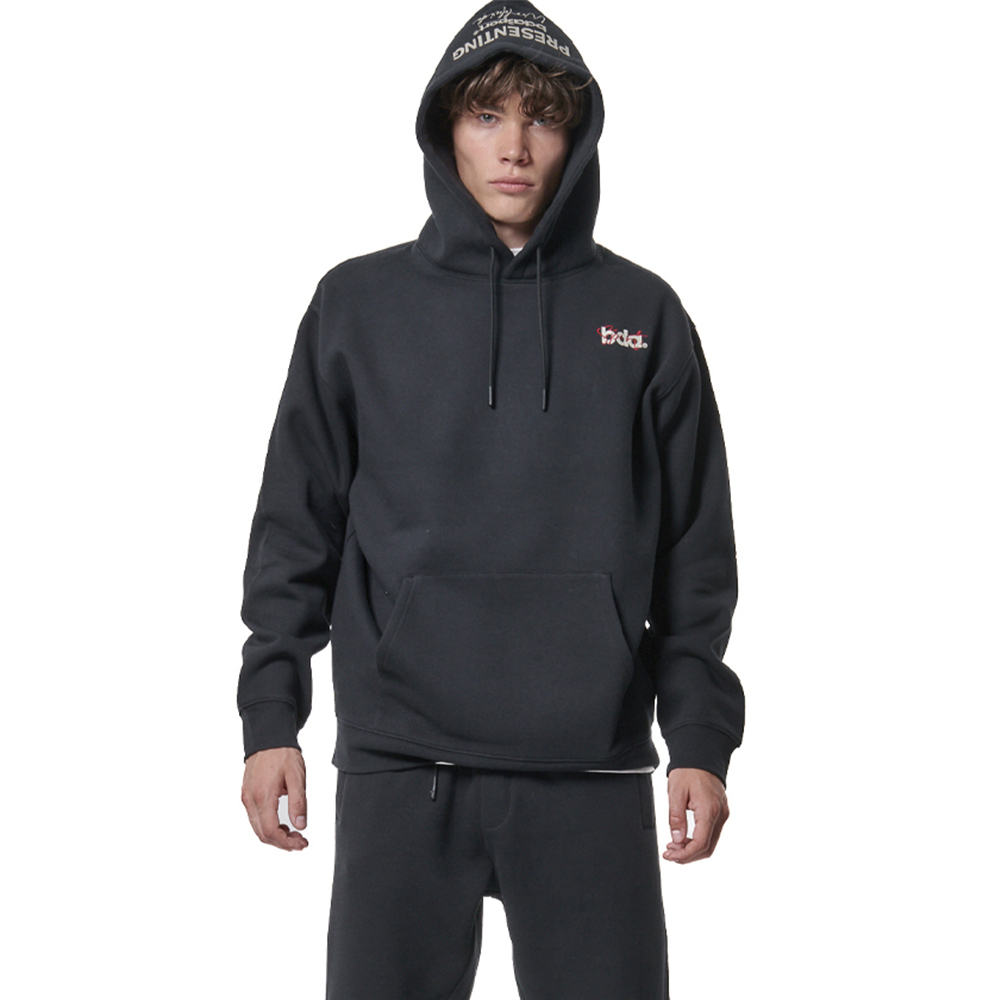 BODY ACTION Men's Pullover Hoodie Ανδρικό Φούτερ με κουκούλα - Μαύρο