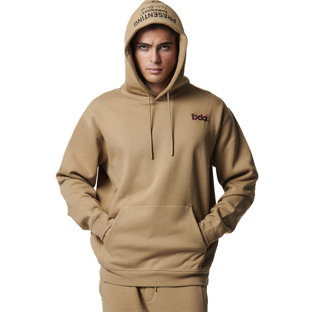 BODY ACTION Men's Pullover Hoodie Ανδρικό Φούτερ με κουκούλα - Μπεζ