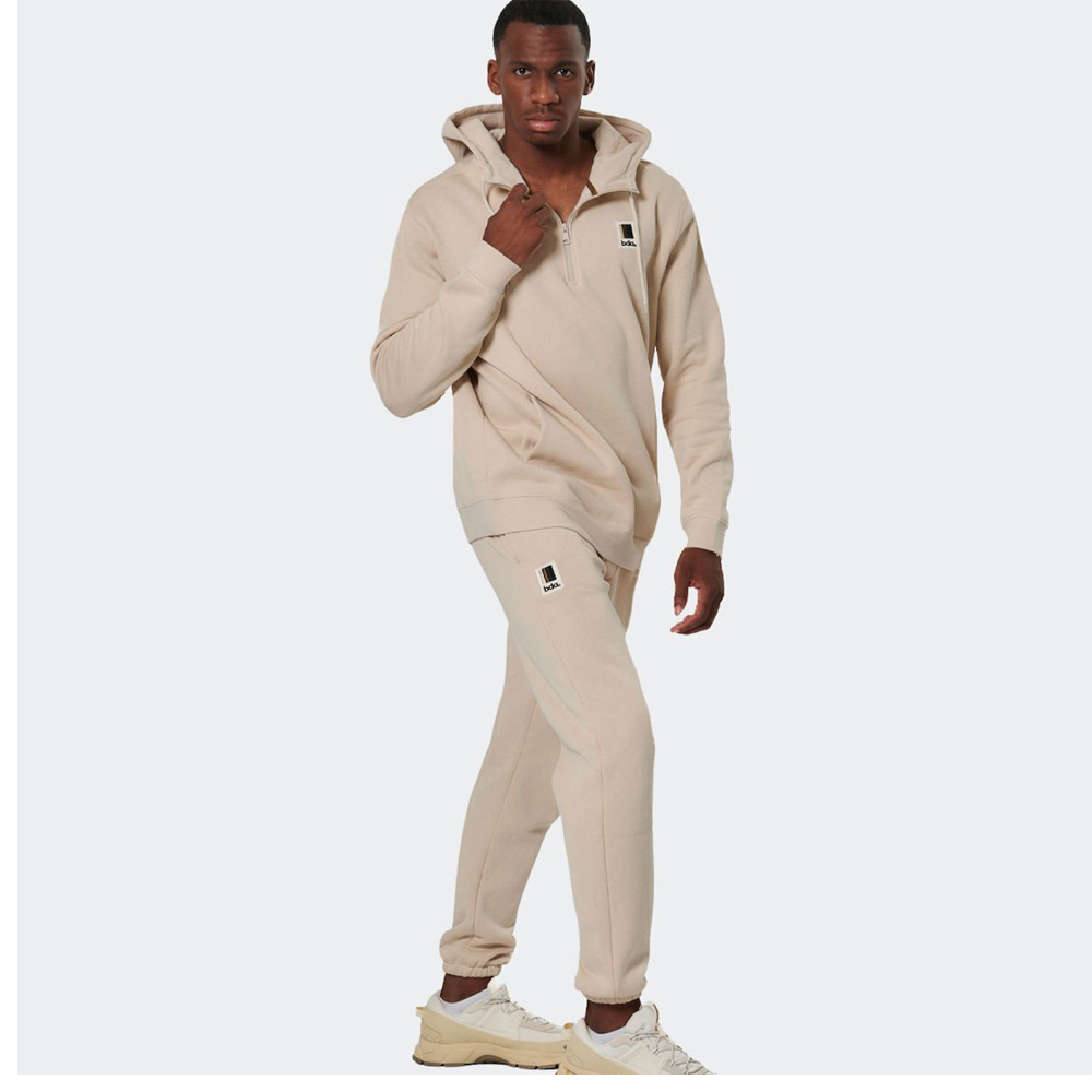 BODY ACTION Men's Half-Zip Hooded Sweatshirt Ανδρικό Φούτερ με κουκούλα - 4