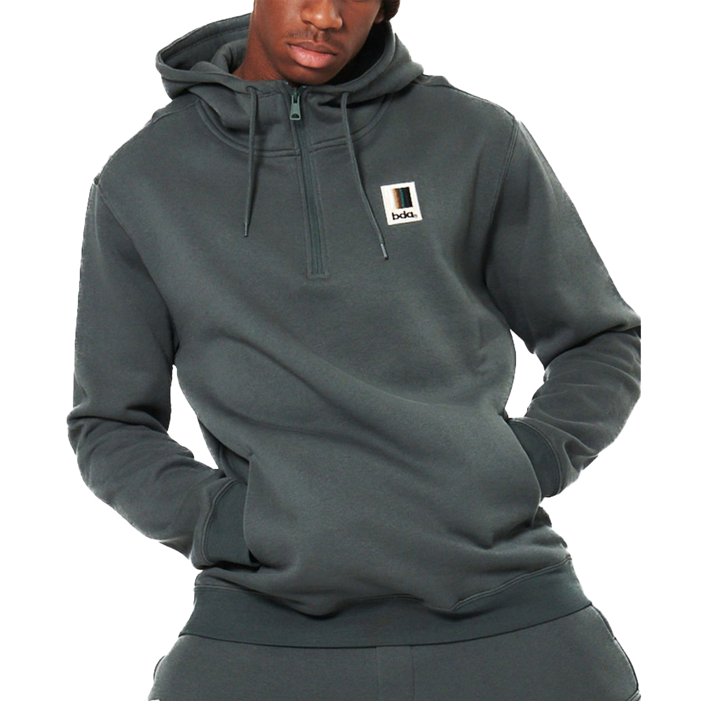 BODY ACTION Men's Half-Zip Hooded Sweatshirt Ανδρικό Φούτερ με κουκούλα - Πράσινο