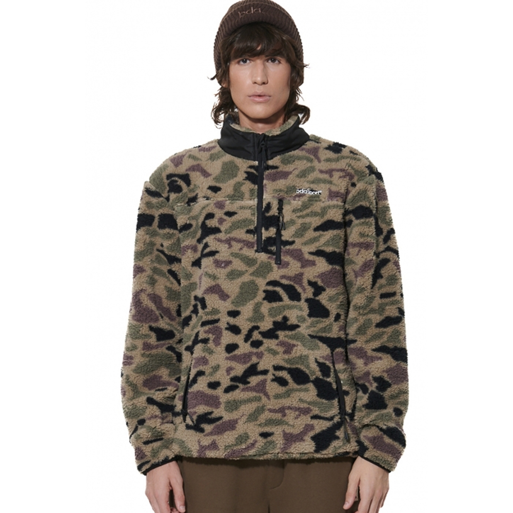 BODY ACTION Men's Half - Zip Printed Sherpa Ανδρικό Φούτερ - Multi
