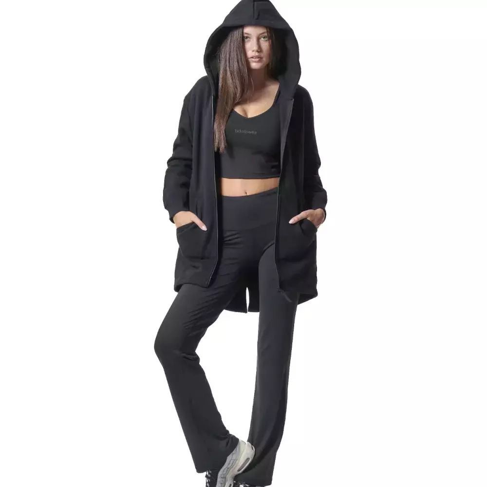 BODY ACTION Women's Long Fishtail Hooded Jacket  Γυναικεία Ζακέτα Με Κουκούλα  - 3