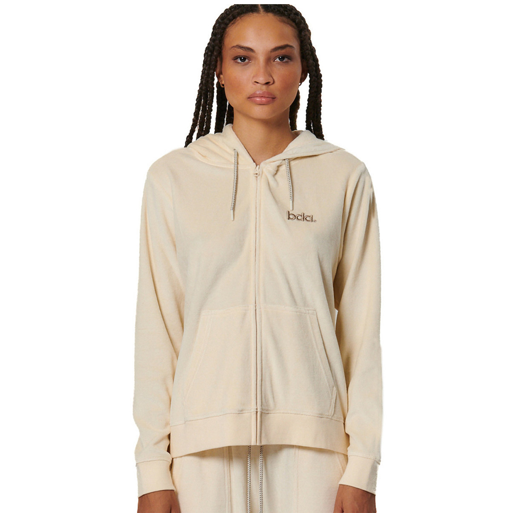 BODY ACTION Women's Velour Hoodie Jacket Γυναικεία Ζακέτα - Μπεζ