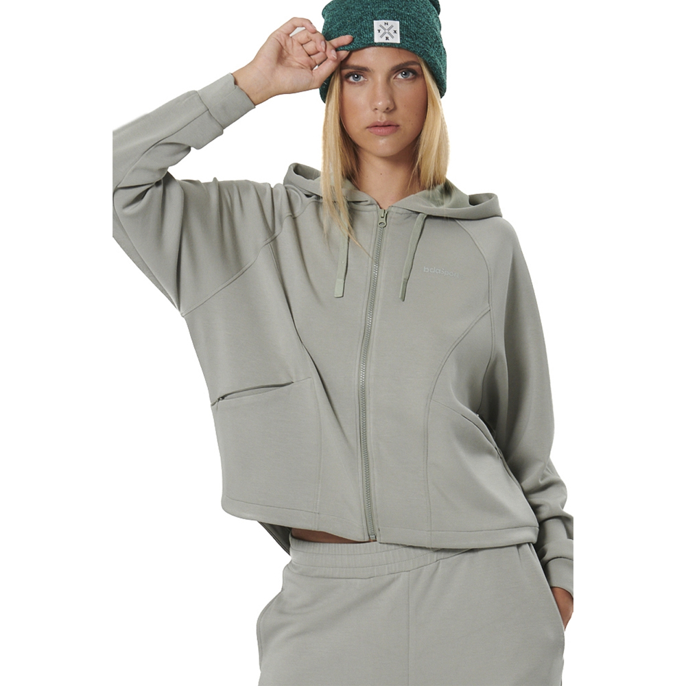 BODY ACTION Women's Modal Boxy Jacket Γυναικεία Ζακέτα - Πράσινο