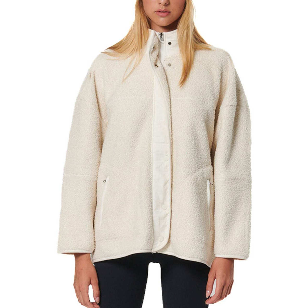 BODY ACTION Women's Oversize Boucle-Fleece Jacket Γυναικεία Ζακέτα - Κρεμ