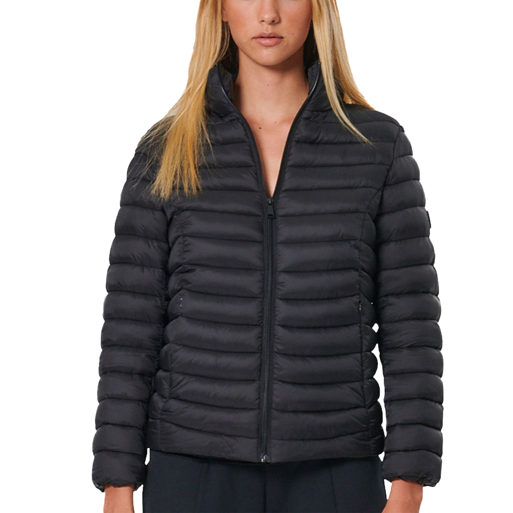 BODY ACTION Women's Quilted Jacket With Collar Γυναικείο Καπιτονέ Μπουφάν - Μαύρο