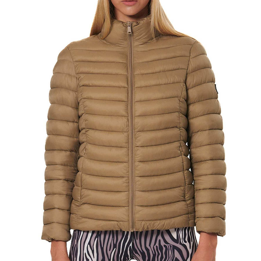 BODY ACTION Women's Quilted Jacket With Collar Γυναικείο Καπιτονέ Μπουφάν - Καφέ