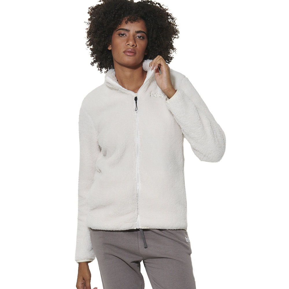 BODY ACTION Women's Fluffy Fleece Jacket Γυναικεία Ζακέτα  - Κρεμ