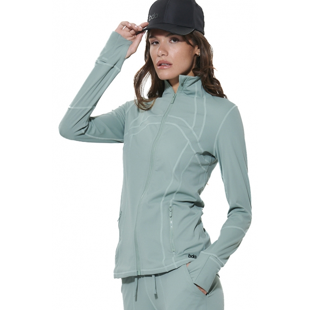 BODY ACTION Women's Tight Yoga Zipper Jacket Γυναικεία Αθλητική Ζακέτα - Πράσινο