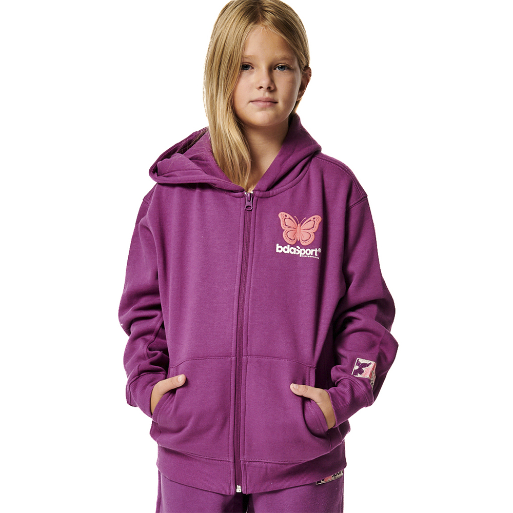 BODY ACTION Girl's Long Sleeve Full Zip Hoodie Παιδική Φούτερ Ζακέτα - Μωβ