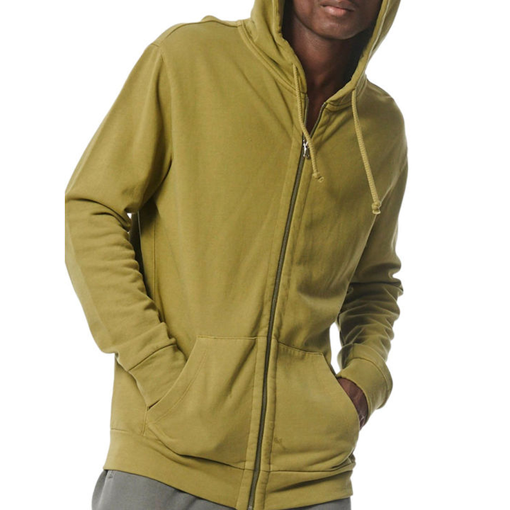 BODY ACTION Men's Over-Dyed Full Zip Hoodie Αντρική Ζακέτα - Χακί