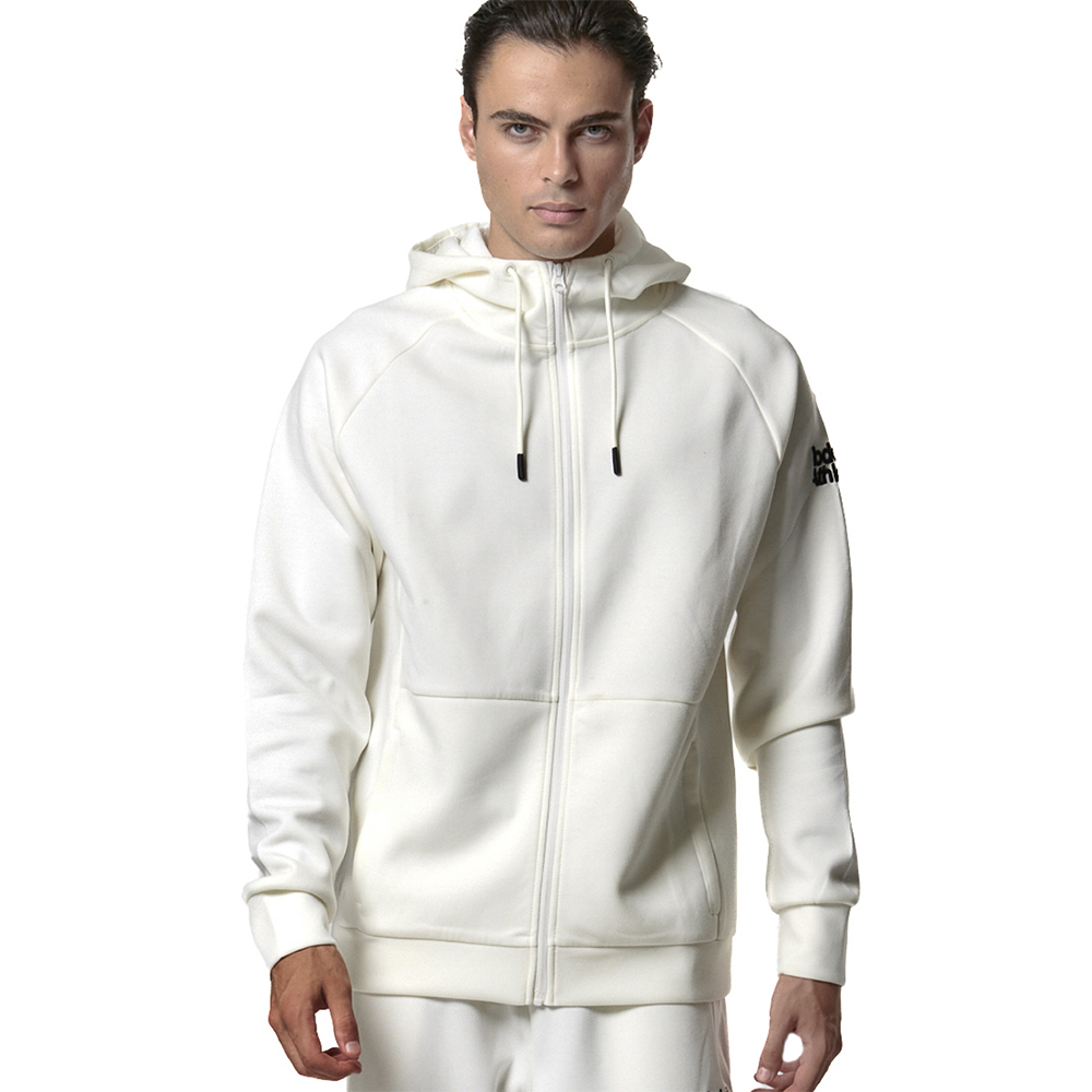 BODY ACTION Men's Sport Gym Tech Zip Hoodie Ανδρική Ζακέτα με κουκούλα - Κρεμ