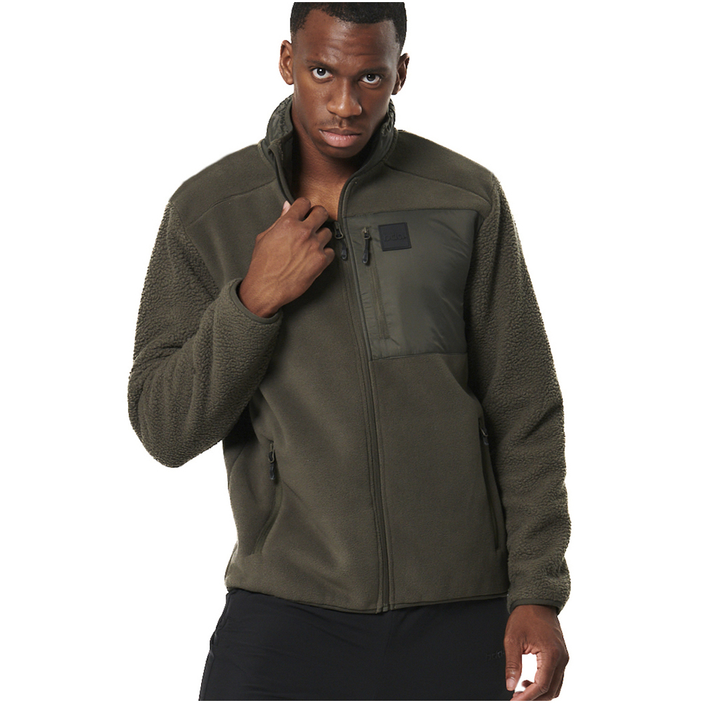 BODY ACTION Men's Sherpa-Fleece Jacket Ανδρική Ζακέτα - Χακί