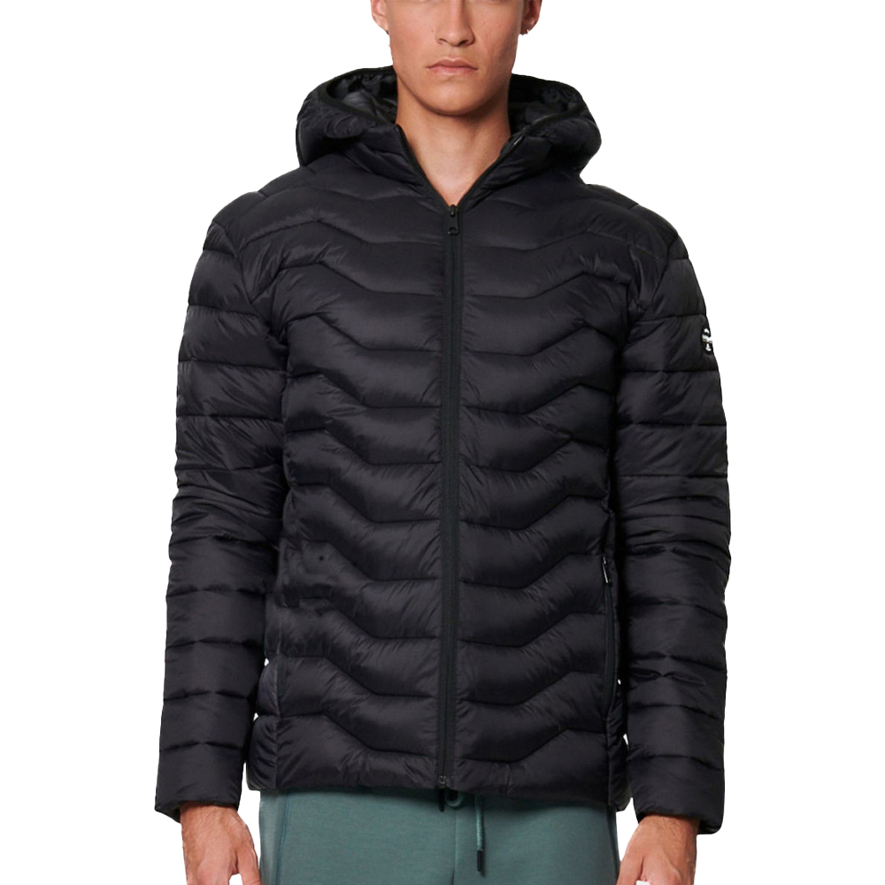 BODY ACTION Men's Lightweight Quilted Jacket With Hood Ανδρικό Καπιτονέ Μπουφάν - Μαύρο