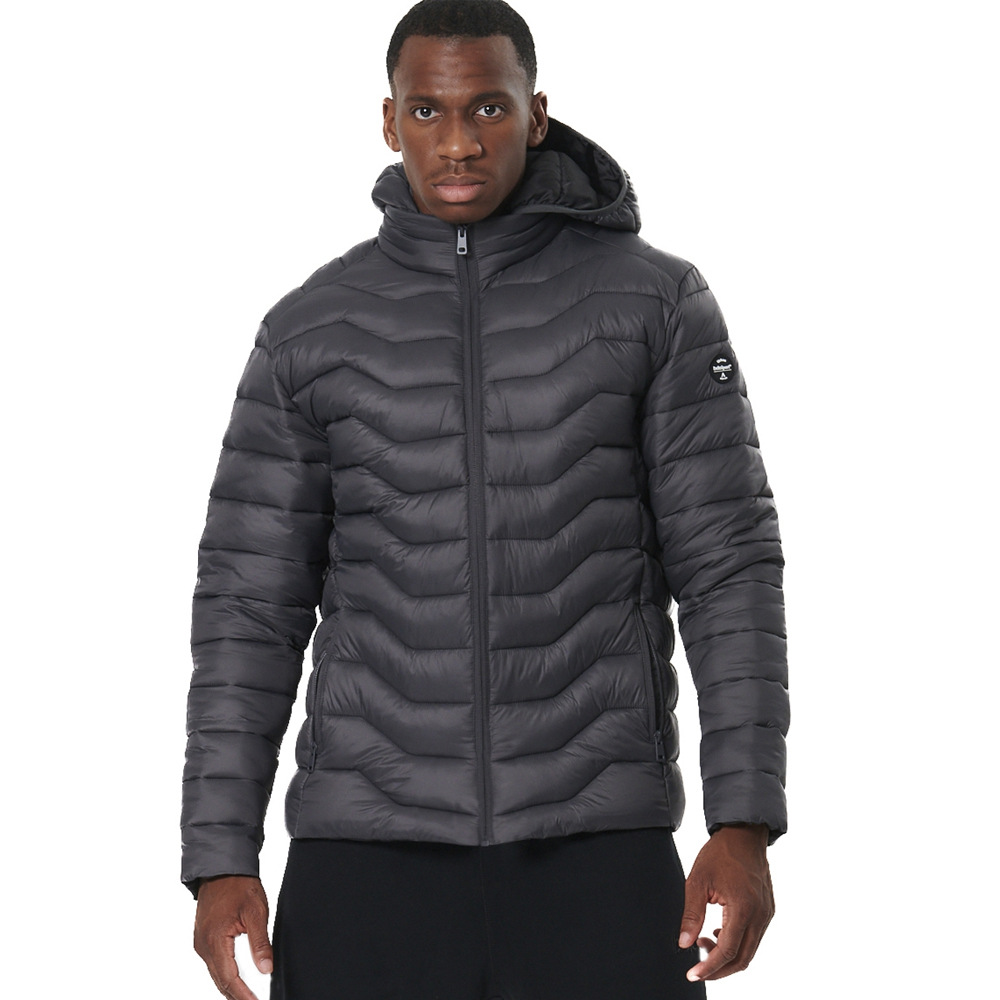 BODY ACTION Men's Lightweight Quilted Jacket With Hood Ανδρικό Καπιτονέ Μπουφάν - Γκρι