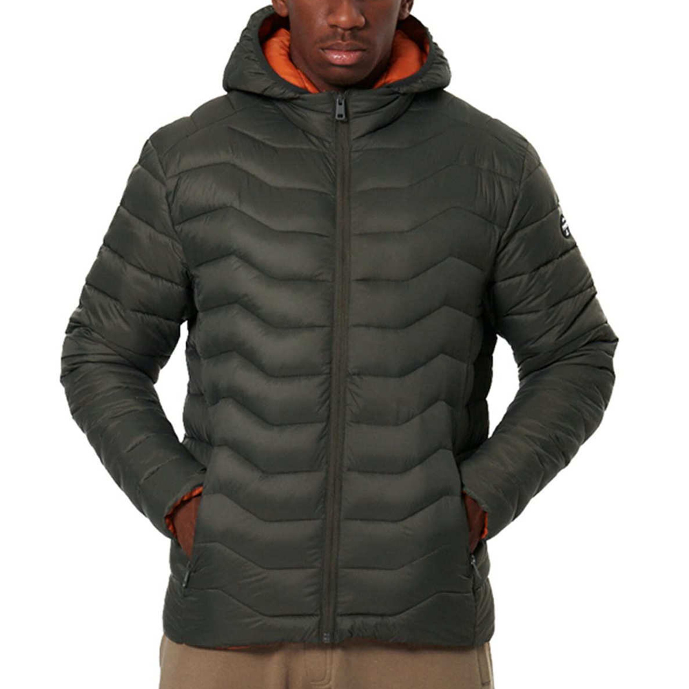 BODY ACTION Men's Lightweight Quilted Jacket With Hood Ανδρικό Καπιτονέ Μπουφάν - Χακί