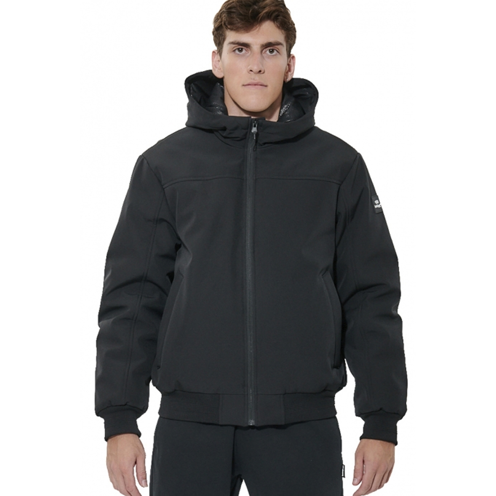 BODY ACTION Men's Hooded Bomber Jacket  Ανδρικό  Μπουφάν με κουκούλα - Μαύρο
